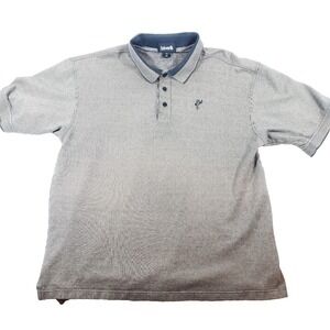 Ashworth Mens‎ XL Golf Polo Shirt Grey Navy Blue Micro Stripe 100% Cotton AM4668